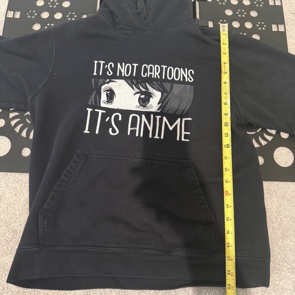 Port & Company It's Not Cartoons It's Anime Black Graphic Hoodie Sweatshirt M - Picture 5 of 7